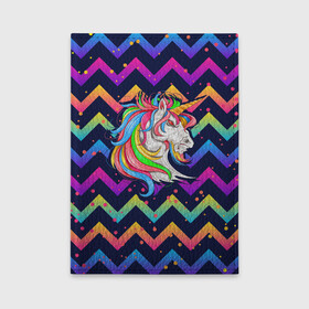 Обложка для автодокументов с принтом Cерьезный Единорог Frowning Unicorn в городе Новоалтайск, натуральная кожа |  размер 19,9*13 см; внутри 4 больших “конверта” для документов и один маленький отдел — туда идеально встанут права | angry | neon | unicorn | единорог | злой | кислотный | конь | лошадь | неон | пони | радуга | радужный | сердитый | серьезный | хмурый | юникорн