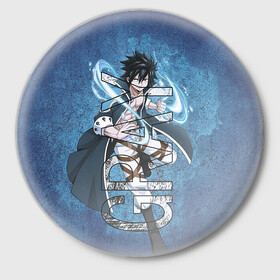 Значок с принтом Хвост Феи Грей Фуллбастер Gray Fullbuster в городе Новоалтайск,  металл | круглая форма, металлическая застежка в виде булавки | Тематика изображения на принте: fairy tail | fullbuster | gray | грей | маг | отмороженный | сказка о хвосте феи | фейри тейл | фуллбастер | хвост феи