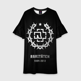 Детское платье 3D с принтом Raritaten - Rammstein в городе Новоалтайск, 100% полиэстер | прямой силуэт, чуть расширенный к низу. Круглая горловина, на рукавах — воланы | lindemann | rammstein | ramstein | till lindemann | альбом | кристоф шнайдер | лоренц | метал | немецкая | оливер ридель | пауль ландерс | раммштайн | рамштайн | рихард круспе | рок группа | тилль линдеманн
