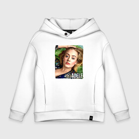 Детское худи Oversize хлопок с принтом Adele в городе Новоалтайск, френч-терри — 70% хлопок, 30% полиэстер. Мягкий теплый начес внутри —100% хлопок | боковые карманы, эластичные манжеты и нижняя кромка, капюшон на магнитной кнопке | голова | лицо | надпись | певица | портрет