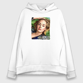 Женское худи Oversize хлопок с принтом Adele в городе Новоалтайск, френч-терри — 70% хлопок, 30% полиэстер. Мягкий теплый начес внутри —100% хлопок | боковые карманы, эластичные манжеты и нижняя кромка, капюшон на магнитной кнопке | голова | лицо | надпись | певица | портрет