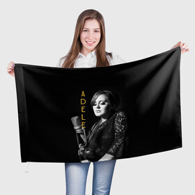 Флаг 3D с принтом Певица Adele в городе Новоалтайск, 100% полиэстер | плотность ткани — 95 г/м2, размер — 67 х 109 см. Принт наносится с одной стороны | девушка | имя | микрофон | надпись | певица