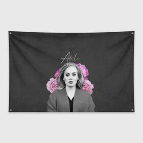 Флаг-баннер с принтом Flowers Adele в городе Новоалтайск, 100% полиэстер | размер 67 х 109 см, плотность ткани — 95 г/м2; по краям флага есть четыре люверса для крепления | имя | надпись | певица | текстура | цветы
