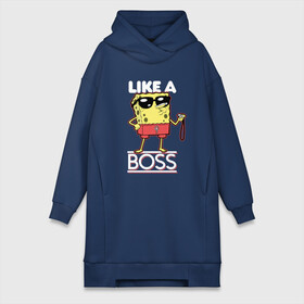 Платье-худи хлопок с принтом LIKE A BOSS | ГУБКА БОБ в городе Новоалтайск,  |  | a | bikini | bob | boss | bottom | brbyb | like | ocean | sea | sponge | spongebob | squarepants | water | бикини | боб | босс | боттом | вода | губка | дно | квадратные | лайк | море | океан | спанч | штаны