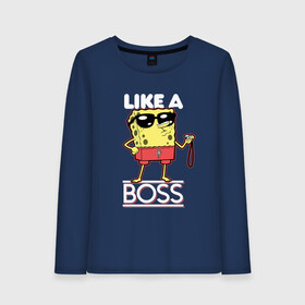 Женский лонгслив хлопок с принтом LIKE A BOSS | ГУБКА БОБ в городе Новоалтайск, 100% хлопок |  | a | bikini | bob | boss | bottom | brbyb | like | ocean | sea | sponge | spongebob | squarepants | water | бикини | боб | босс | боттом | вода | губка | дно | квадратные | лайк | море | океан | спанч | штаны