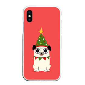 Чехол для iPhone XS Max матовый с принтом Новогодний Мопс   Пёсик в городе Новоалтайск, Силикон | Область печати: задняя сторона чехла, без боковых панелей | Тематика изображения на принте: 2021 | 2022 | bite me | christmas | marry christmas | new year | в топе | герлянды | для друга | елка | кусь | мопс | нг | новогодний мопс | новогодний свитер | новый год | пёсик | песк | подарок | пряник | пряня | псина