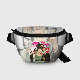 Поясная сумка 3D с принтом JOJO BIZARRE ADVENTURE ДЖОДЖО в городе Новоалтайск, 100% полиэстер | плотная ткань, ремень с регулируемой длиной, внутри несколько карманов для мелочей, основное отделение и карман с обратной стороны сумки застегиваются на молнию | adventure | jo jo | jojo | jojos bizarre | jojos bizarre adventure | yare yare daze | аниме | джо джо | джоджо | манга | яре яре дазе
