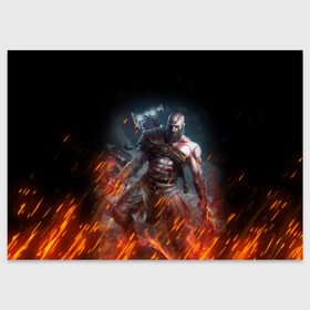 Поздравительная открытка с принтом КРАТОС В ОГНЕ | GOD OF WAR (НА СПИНЕ) в городе Новоалтайск, 100% бумага | плотность бумаги 280 г/м2, матовая, на обратной стороне линовка и место для марки
 | Тематика изображения на принте: ascension | betrayal | chains of olympus | cratos | ghost of sparta | god of war | hack and slash | kratos | logo | ragnarok | rune | war | атрей | бог войны | война | год ов вар | год оф вар | игра | иероглифы | кратос | лого | логотип | рагнарёк | руны 