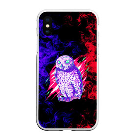 Чехол для iPhone XS Max матовый с принтом Токийский гуль Сова в городе Новоалтайск, Силикон | Область печати: задняя сторона чехла, без боковых панелей | аниме | арт | клюв | краски | неон | огонь | перья | портал | сова