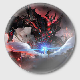 Значок с принтом DOTA ТЕНЬ, SHADOW FIEND в городе Новоалтайск,  металл | круглая форма, металлическая застежка в виде булавки | bristleback | dota | dota 2 | dota2 | fire | flame | heroes | invoker | lina | og team | pudge | shadow | shadow fiend | team liquid | team spirit | the international | windranger | бристелбек | бристл | дота | дота 2 | дота2 | огонь | пламя | пудж | тень