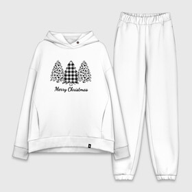 Женский костюм хлопок Oversize с принтом Merry Christmas три Ёлки. в городе Новоалтайск,  |  | 2022 | happy new year | merry christmas | год тигра | ёлка | елки | елочка | зима близко | нг | новогодний | новогодний тигр | новый год | новый год 2022 | праздник | рождество | снег