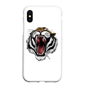 Чехол для iPhone XS Max матовый с принтом рык в городе Новоалтайск, Силикон | Область печати: задняя сторона чехла, без боковых панелей | зверь | новый год | оскал | подарок | символ года | тигр | хищник