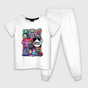Детская пижама хлопок с принтом BT21 POP ART в городе Новоалтайск, 100% хлопок |  брюки и футболка прямого кроя, без карманов, на брюках мягкая резинка на поясе и по низу штанин
 | bangtan | beyond | boys | boysband | bts | hip hop | k pop | korea | music | pop art | scene | бтс | ви | джонгук | корея | музыка | поп арт | сюга | хип хоп | чимин | чин