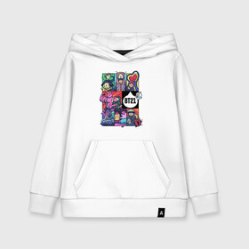 Детская толстовка хлопок с принтом BT21 POP ART в городе Новоалтайск, 100% хлопок | Круглый горловой вырез, эластичные манжеты, пояс, капюшен | bangtan | beyond | boys | boysband | bts | hip hop | k pop | korea | music | pop art | scene | бтс | ви | джонгук | корея | музыка | поп арт | сюга | хип хоп | чимин | чин