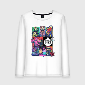 Женский лонгслив хлопок с принтом BT21 POP ART в городе Новоалтайск, 100% хлопок |  | bangtan | beyond | boys | boysband | bts | hip hop | k pop | korea | music | pop art | scene | бтс | ви | джонгук | корея | музыка | поп арт | сюга | хип хоп | чимин | чин