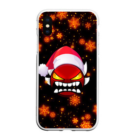 Чехол для iPhone XS Max матовый с принтом GEOMETRY DASH НОВОГОДНИЙ в городе Новоалтайск, Силикон | Область печати: задняя сторона чехла, без боковых панелей | 2022 | 2d | arcade | demon | game | geometry dash | meltdown | robtop | smile | аркада | геометрический тире | демон | новогодний geometry dash | новый год | раннер | смайлы | эмоции