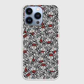 Чехол для iPhone 13 Pro с принтом МНОГО ТИГРОВ НОВЫЙ ГОД 2022 в городе Новоалтайск,  |  | 2022 | beast | merry christmas | new year | red bow | santa hat | snow | tiger | winter | winter is coming | year of the tiger | год тигра | дед мороз | животные | звери | зверь | зима | зима 2022 | зима близко | новог | новогодни