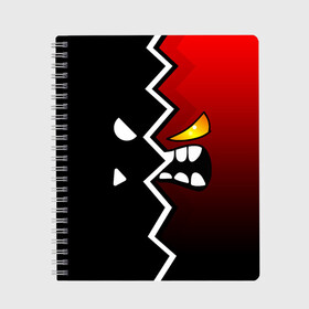 Тетрадь с принтом GEOMETRY DASH ЛЁГКИЙ СЛОЖНЫЙ УРОВЕНЬ в городе Новоалтайск, 100% бумага | 48 листов, плотность листов — 60 г/м2, плотность картонной обложки — 250 г/м2. Листы скреплены сбоку удобной пружинной спиралью. Уголки страниц и обложки скругленные. Цвет линий — светло-серый
 | 2d | arcade | demon | game | geometry dash | levels | meltdown | robtop | smile | аркада | геометрический тире | демон | раннер | смайлы | уровни | эмоции
