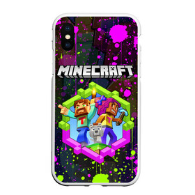 Чехол для iPhone XS Max матовый с принтом MINECRAFT МАЙНКРАФТ БРЫЗГИ в городе Новоалтайск, Силикон | Область печати: задняя сторона чехла, без боковых панелей | Тематика изображения на принте: block | craft | creeper | cube | dungeons | game | games | logo | mine | minecraft | miner | pixel | zombie | блок | брызги | геометрия | данжен | зомби | игра | игры | крафт | крипер | кубики | лого | логотип | майкрафт | майн | майнкрафт | п