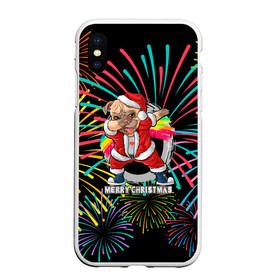 Чехол для iPhone XS Max матовый с принтом Merry Christmas Mops Dabbing. в городе Новоалтайск, Силикон | Область печати: задняя сторона чехла, без боковых панелей | Тематика изображения на принте: 2022 | dabbing | happy new year | merry christmas | mops dabbing | год тигра | зима близко | нг | новогодний | новый год | новый год 2022 | рождество | салют | символ 2022 года | собака