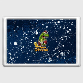 Магнит 45*70 с принтом Merry Christmas Пивозавр. в городе Новоалтайск, Пластик | Размер: 78*52 мм; Размер печати: 70*45 | 2022 | happy new year | merry christmas | год тигра | дино | динозавр | зима близко | нг | новогодний | новый год | новый год 2022 | рождество | снежинки | тигр