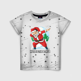 Детская футболка 3D с принтом Merry Christmas Santa Dabbing. в городе Новоалтайск, 100% гипоаллергенный полиэфир | прямой крой, круглый вырез горловины, длина до линии бедер, чуть спущенное плечо, ткань немного тянется | 2022 | dabbing | happy new year | merry christmas | santa dabbing | год тигра | зима близко | нг | новогодний | новогодний тигр | новый год | новый год 2022 | рождество | символ 2022 года | снежинки