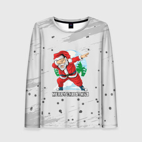 Женский лонгслив 3D с принтом Merry Christmas Santa Dabbing. в городе Новоалтайск, 100% полиэстер | длинные рукава, круглый вырез горловины, полуприлегающий силуэт | 2022 | dabbing | happy new year | merry christmas | santa dabbing | год тигра | зима близко | нг | новогодний | новогодний тигр | новый год | новый год 2022 | рождество | символ 2022 года | снежинки