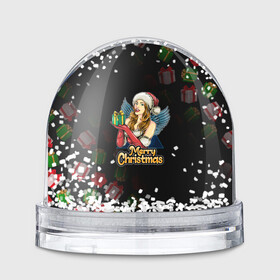 Игрушка Снежный шар с принтом Merry Christmas Снегурочка с подарком. в городе Новоалтайск, Пластик | Изображение внутри шара печатается на глянцевой фотобумаге с двух сторон | 2022 | happy new year | merry christmas | год тигра | зима близко | нг | новогодний | новый год | новый год 2022 | подарки | праздник | рождество | символ 2022 года | снегурочка | снежинки