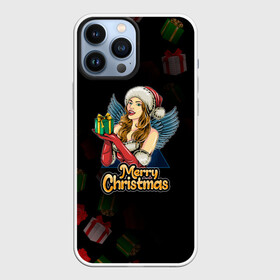 Чехол для iPhone 13 Pro Max с принтом Merry Christmas Снегурочка с подарком. в городе Новоалтайск,  |  | Тематика изображения на принте: 2022 | happy new year | merry christmas | год тигра | зима близко | нг | новогодний | новый год | новый год 2022 | подарки | праздник | рождество | символ 2022 года | снегурочка | снежинки