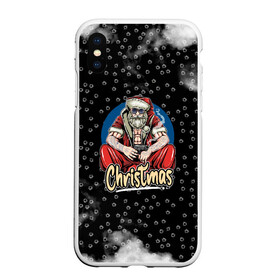 Чехол для iPhone XS Max матовый с принтом Merry Christmas Santa с пистолетом. в городе Новоалтайск, Силикон | Область печати: задняя сторона чехла, без боковых панелей | Тематика изображения на принте: 2022 | happy new year | merry christmas | santa | год тигра | зима близко | нг | новогодний | новый год | новый год 2022 | рождество | символ 2022 года | следы от пуль | снежинки
