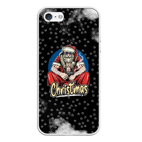 Чехол для iPhone 5/5S матовый с принтом Merry Christmas Santa с пистолетом. в городе Новоалтайск, Силикон | Область печати: задняя сторона чехла, без боковых панелей | 2022 | happy new year | merry christmas | santa | год тигра | зима близко | нг | новогодний | новый год | новый год 2022 | рождество | символ 2022 года | следы от пуль | снежинки