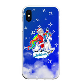 Чехол для iPhone XS Max матовый с принтом Новогодний Санта с Единорогом. в городе Новоалтайск, Силикон | Область печати: задняя сторона чехла, без боковых панелей | 2022 | happy new year | merry christmas | santa | год тигра | единорог | зима близко | нг | новогодний | новый год | новый год 2022 | рождество | санта | символ 2022 года | снежинки