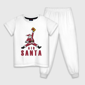 Детская пижама хлопок с принтом AIR SANTA (ЭЙР САНТА) в городе Новоалтайск, 100% хлопок |  брюки и футболка прямого кроя, без карманов, на брюках мягкая резинка на поясе и по низу штанин
 | 2022 | air | bad | christmas | cold | hipster | ho | klaus | merry | new | santa | snow | winter | year | год | дед | зима | клаус | мороз | новый | рождество | санта | снег | хипстер | хо | холод | эйр
