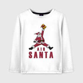 Детский лонгслив хлопок с принтом AIR SANTA (ЭЙР САНТА) в городе Новоалтайск, 100% хлопок | круглый вырез горловины, полуприлегающий силуэт, длина до линии бедер | 2022 | air | bad | christmas | cold | hipster | ho | klaus | merry | new | santa | snow | winter | year | год | дед | зима | клаус | мороз | новый | рождество | санта | снег | хипстер | хо | холод | эйр