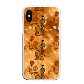 Чехол для iPhone XS Max матовый с принтом Дама с тигром в городе Новоалтайск, Силикон | Область печати: задняя сторона чехла, без боковых панелей | Тематика изображения на принте: 2022 | год тигра | новый год | новый год 2022 | символ года | тигр | тигренок | тигрица | тигры