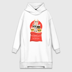 Платье-худи хлопок с принтом Christmas Cats в городе Новоалтайск,  |  | art | bag | cats | christmas | drawing | gift | holiday | new year | seals | арт | котики | коты | кошки | мешок | новый год | подарок | праздник | рисунок | рождество