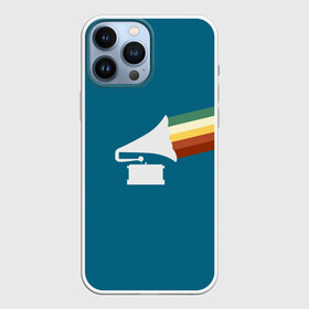 Чехол для iPhone 13 Pro Max с принтом Граммофон (Радуга) в городе Новоалтайск,  |  | граммофон | звук | минимализм | радуга | рисунок