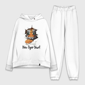 Женский костюм хлопок Oversize с принтом New Tiger Year в городе Новоалтайск,  |  | eyes | holiday | muzzle | new year | paws | tiger | глаза | лапы | мордочка | новый год | праздник | тигрёнок