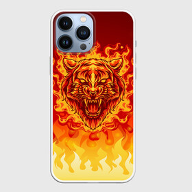 Чехол для iPhone 13 Pro Max с принтом Огненный тигр в пламени в городе Новоалтайск,  |  | Тематика изображения на принте: огонь | пламя | символ года | тигр | хищник