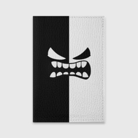 Обложка для паспорта матовая кожа с принтом GEOMETRY DASH BLACK WHITE DEMON RAGE   ЯРОСТНЫЙ ДЕМОН в городе Новоалтайск, натуральная матовая кожа | размер 19,3 х 13,7 см; прозрачные пластиковые крепления | Тематика изображения на принте: 2d | arcade | demon | game | geometry dash | levels | meltdown | robtop | smile | аркада | геометрический тире | демон | раннер | смайлы | уровни | эмоции