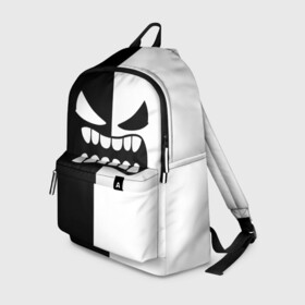Рюкзак 3D с принтом GEOMETRY DASH BLACK WHITE DEMON RAGE   ЯРОСТНЫЙ ДЕМОН в городе Новоалтайск, 100% полиэстер | лямки с регулируемой длиной, сверху петелька, чтобы рюкзак можно было повесить на вешалку. Основное отделение закрывается на молнию, как и внешний карман. Внутри два дополнительных кармана, один из которых закрывается на молнию. По бокам два дополнительных кармашка | 2d | arcade | demon | game | geometry dash | levels | meltdown | robtop | smile | аркада | геометрический тире | демон | раннер | смайлы | уровни | эмоции
