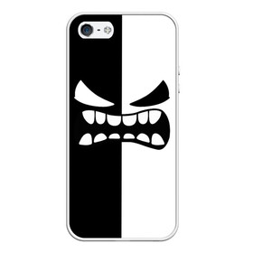 Чехол для iPhone 5/5S матовый с принтом GEOMETRY DASH BLACK WHITE DEMON RAGE   ЯРОСТНЫЙ ДЕМОН в городе Новоалтайск, Силикон | Область печати: задняя сторона чехла, без боковых панелей | 2d | arcade | demon | game | geometry dash | levels | meltdown | robtop | smile | аркада | геометрический тире | демон | раннер | смайлы | уровни | эмоции