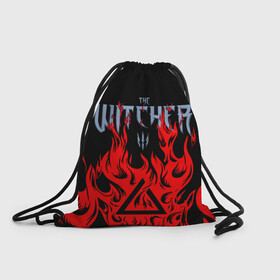 Рюкзак-мешок 3D с принтом THE WITCHER 3 ВЕДЬМАК 3 FIRE ОГОНЬ в городе Новоалтайск, 100% полиэстер | плотность ткани — 200 г/м2, размер — 35 х 45 см; лямки — толстые шнурки, застежка на шнуровке, без карманов и подкладки | Тематика изображения на принте: geralt | the witcher | the witcher wild hunt | witcher | wolf | аард | аксий | белый волк | ведьмак | ведьмак 3 | волк | геральт | игни | ирден | йенифер | каер морхен | квен | охотник | трисс | цири | школа волка