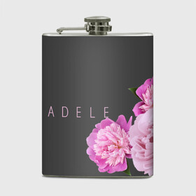 Фляга с принтом Пионы Adele в городе Новоалтайск, металлический корпус | емкость 0,22 л, размер 125 х 94 мм. Виниловая наклейка запечатывается полностью | Тематика изображения на принте: имя | надпись | певица | пионы | цветы