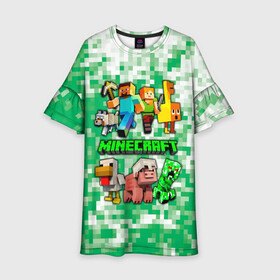 Детское платье 3D с принтом Minecraft персонажи мобы в городе Новоалтайск, 100% полиэстер | прямой силуэт, чуть расширенный к низу. Круглая горловина, на рукавах — воланы | creeper | green minecraft | minecraft | minecraft creeper | minecraft dungeons | детские игры | зеленый майнкрафт | крипер | крипер майнкрафт | криппер | майнкрафт | майнкрафт крипер | майнкрафт персонажи | майнкрафт подземелье