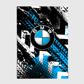 Постер с принтом Следы от шин BMW в городе Новоалтайск, 100% бумага
 | бумага, плотность 150 мг. Матовая, но за счет высокого коэффициента гладкости имеет небольшой блеск и дает на свету блики, но в отличии от глянцевой бумаги не покрыта лаком | bmw | bmw performance | m | motorsport | performance | бмв | моторспорт