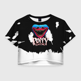 Женская футболка Crop-top 3D с принтом Poppy Playtime Перья. в городе Новоалтайск, 100% полиэстер | круглая горловина, длина футболки до линии талии, рукава с отворотами | poppy playtime | игра | кукла | монстр | плэйтайм | поппи плейтайм | хагги вагги | хоррор
