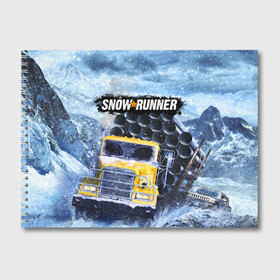 Альбом для рисования с принтом SNOWRUNNER ART СНОУРАННЕР АРТ в городе Новоалтайск, 100% бумага
 | матовая бумага, плотность 200 мг. | Тематика изображения на принте: game | snow runner | snowrunner | winter | грузовик | дальнобойщик | зима | игра | лес | симулятор | снег | сноу раннер | сноураннер