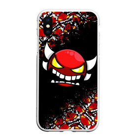 Чехол для iPhone XS Max матовый с принтом GEOMETRY DASH PATTERN DEMON в городе Новоалтайск, Силикон | Область печати: задняя сторона чехла, без боковых панелей | Тематика изображения на принте: 2d | arcade | demon | game | geometry dash | levels | meltdown | robtop | smile | аркада | геометрический тире | демон | раннер | смайлы | уровни | эмоции