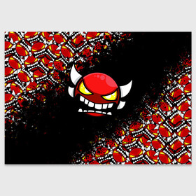 Поздравительная открытка с принтом GEOMETRY DASH PATTERN DEMON в городе Новоалтайск, 100% бумага | плотность бумаги 280 г/м2, матовая, на обратной стороне линовка и место для марки
 | 2d | arcade | demon | game | geometry dash | levels | meltdown | robtop | smile | аркада | геометрический тире | демон | раннер | смайлы | уровни | эмоции